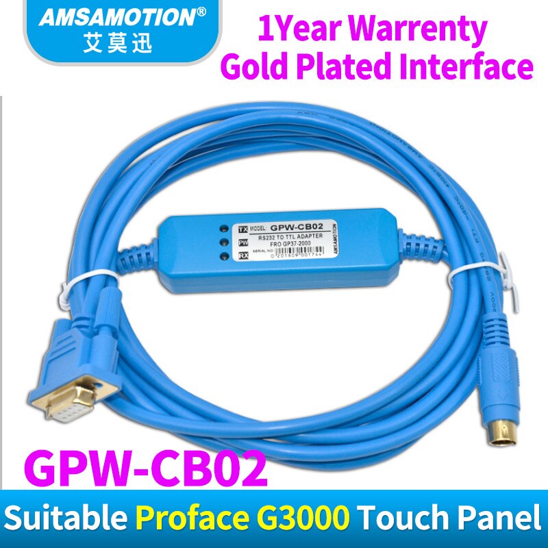 Amsamotion GPW-CB02 Communciation Cable Suitable Proface GP3000 Below Touch Screen Programming Cable GPWCB02 GPWCB03 Adapter: GPW-CB02 Gold plated