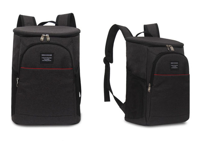 DENUONISS 20L zaino mimetico pranzo in famiglia picnic conservazione degli alimenti borsa per il ghiaccio borse termiche grandi e spesse con coperchio aperto: nero