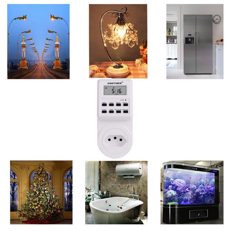 230/220V AC Programmable Timers Weekly Programmable Electrical Power Socket Timer EU UK US FR Plug standard with Clock