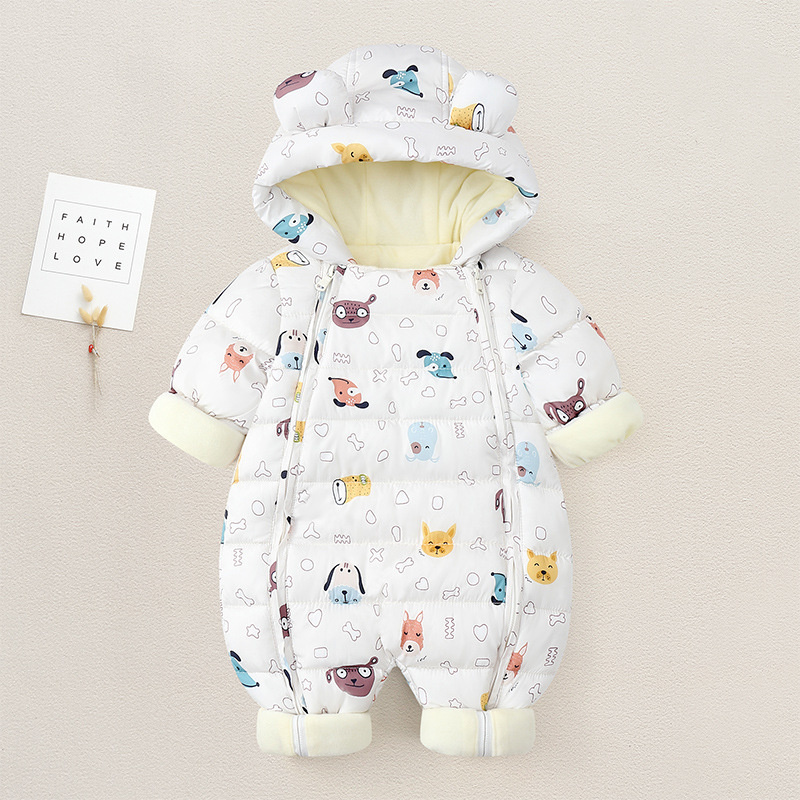 2021 macacão de bebê para baixo parkas outono inverno snowsuit além de veludo grosso quente infantil menino menina macacão 0-18m recém-nascido da criança casaco: White / 4-9M 80