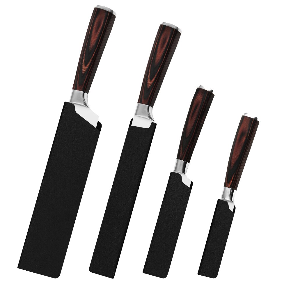 4 st knivskydd proffs knivseggsskydd abs sammetsblad fodral kock frukt santoku skärknivar lock halvöppen-hel täckning
