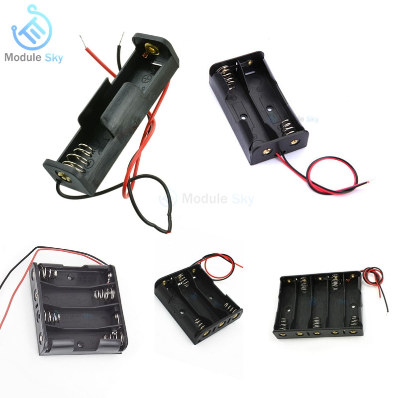 1Pcs Plastic AA Size Power Battery Storage Box Case Holder Leads With 1 2 3 4 5 Slots battery holder DIY Batteries Charger box