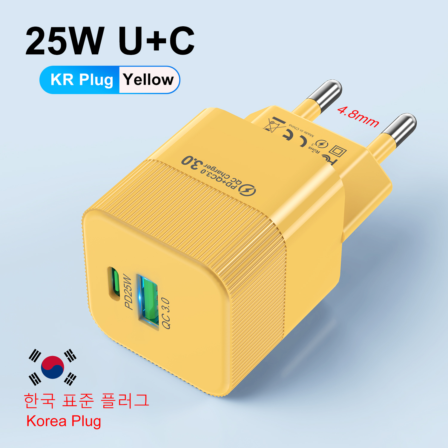PD25W Korean Charger for iPhone 15 Pro Max USB Type C Fast Charger USB C Fast Chargig Charger KR Plug Quick Charger Wall Charger: KR