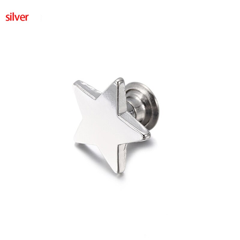 Juego de 10 tachuelas para bolsos de ropa, tachuelas y pinchos para ropa, remaches planos de estrellas, tachuelas de cuero, accesorios para ropa artesanal: Silver / 19mm