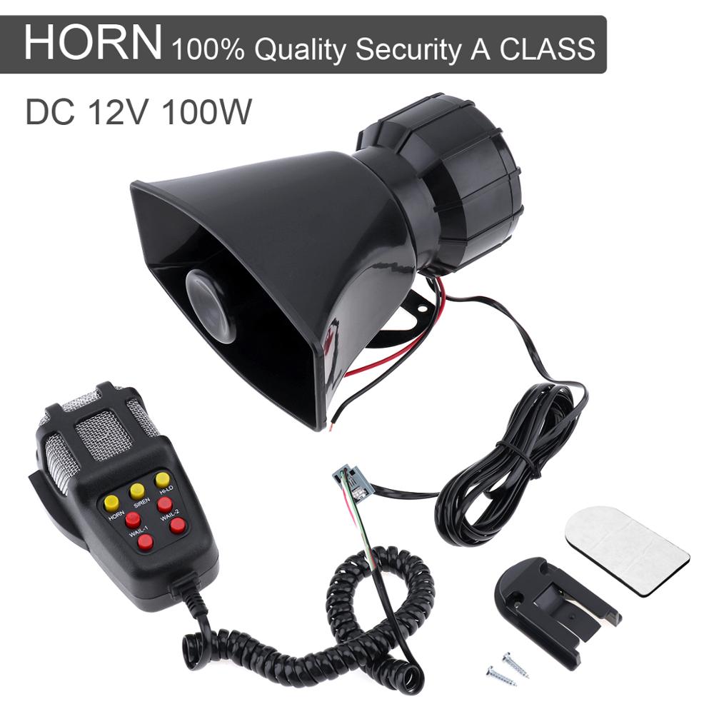 DC12V 100W Motorcycle Car Auto Vehicle Truck 3/5/7 Sound Tone Loud Horn Siren Police Firemen Ambulance Warning Alarm Loudspeaker: 7 Sounds
