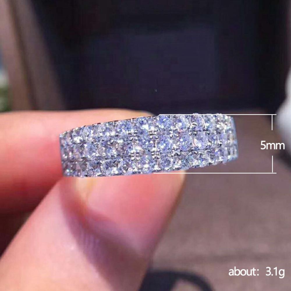 Moda donna abbagliante tre file bianco AAA Cubic Zirconia sottile anello di barretta per le donne di fidanzamento Wedding Band anello di alta qualità