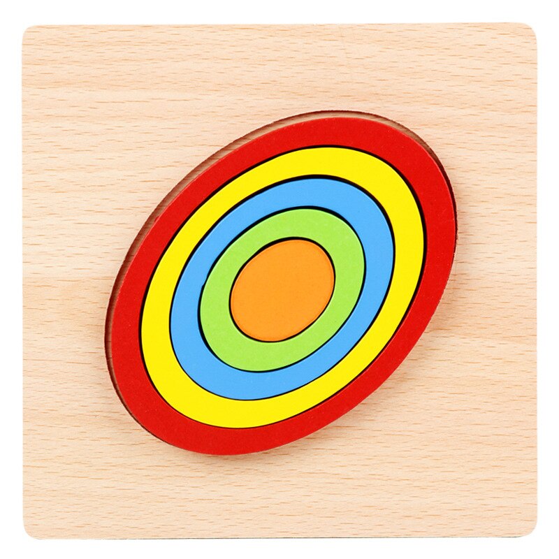 Wooden Puzzle Toys Geometry Color Cognitive Toys Kindergarten Montessori Early Educational Toy Baby Busyboard Jigsaw toy: Oval