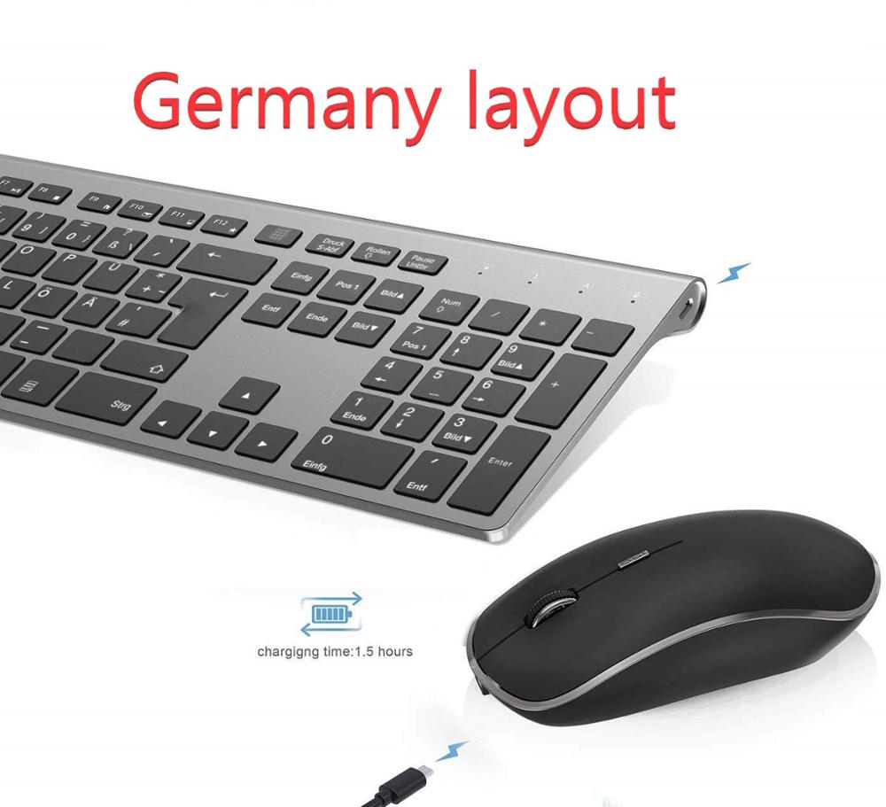 Draadloze Toetsenbord En Muis Combinatie 2.4G Met Usb Interface, Stille Toetsenbord Is Geschikt Voor Laptop Tv Kantoor: Germany  black