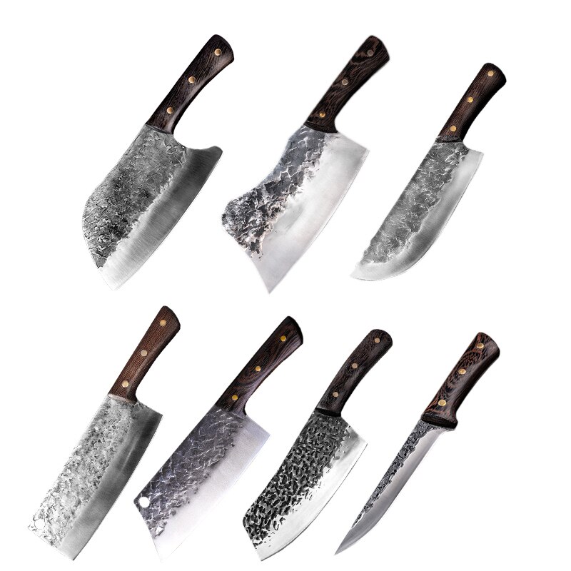 Chinese Knife Set High Carbon Steel Forging Knives SETS Forging Hand-Made Craft Full Tang Butcher Cooking Kitchen Accessories