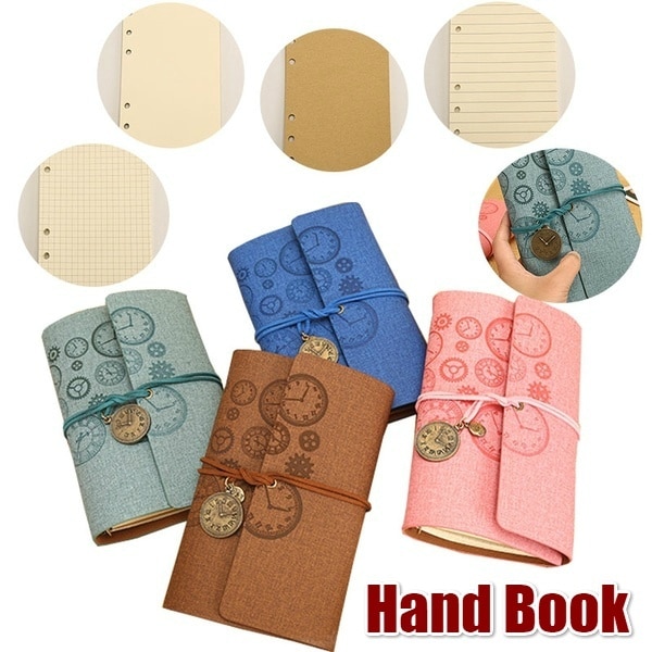 Retro Style Hand Book A6 Spiral Ring Binder Leather Notepad Small Notebook