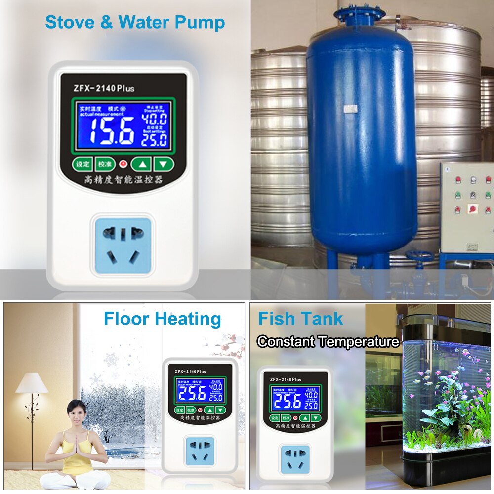 ZFX-W2140A Digital Temperature Controller Intelligent High Accuracy Sensor Temp Control Thermostat for Freezer Fridge Hatching