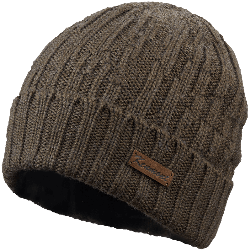 Mænds udendørs strikket hat plys dobbelt uld hat vinter hat: Oliven