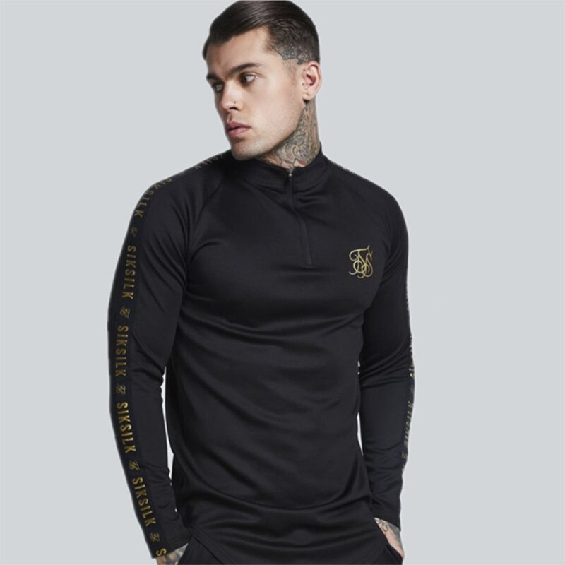 Camiseta de para hombre, Tops ajustados de entrenamiento de Fitness, camisetas casuales de cuello alto elásticas, ropa de calle para hombre, camisetas de manga larga