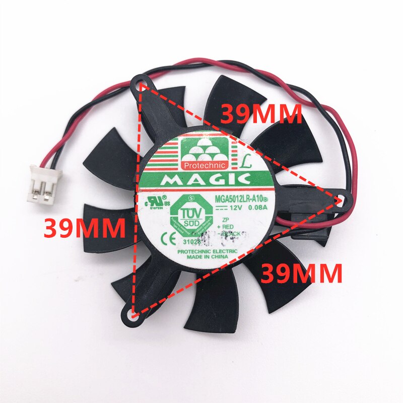MDA5012LR-A10 MGT5012XR-W10 Ultra Stille 5010 Videokaart Fan Blade 45Mm Diameter 39Mm Hole Pitch 12V 0.1A 2pin