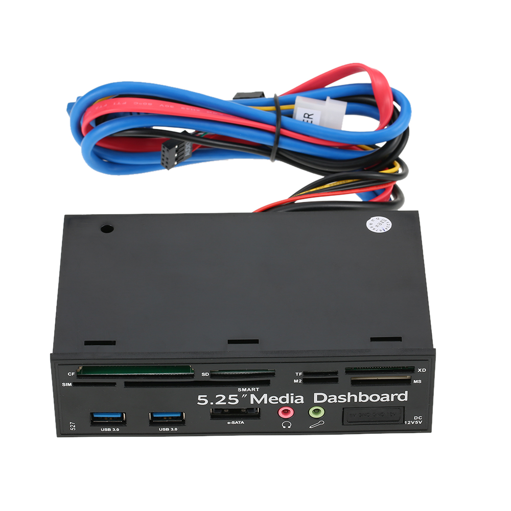 Multi-Function USB 3.0 Hub eSATA Port Internal Card Reader Dashboard Media Front Panel Audio for SD MS CF TF M2 MMC Memory Cards