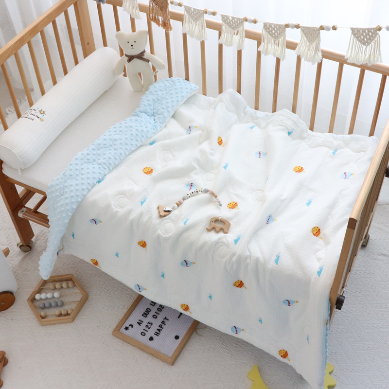 Crib Quilts Baby Comforter Child Toddler Bed Linen Bedspread Muslin Cotton Minky Blanket Kindergarten Cot Bedding Cute 120x150cm: balloon