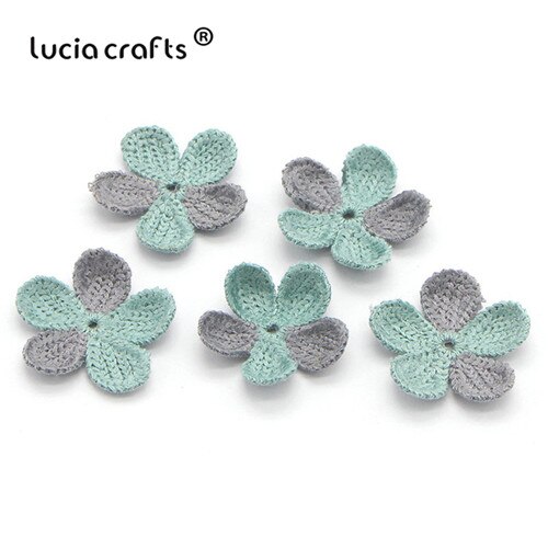 Lucia crafts 10/13 stuks 35mm wollen bloemen naai-op patches voor decoratie diy handgemaakte materialen accessoires  b0104: C12 grijsgroen 10 stuks