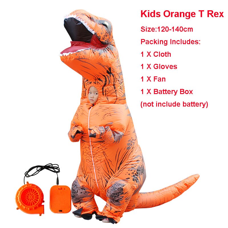 Disfraz inflable para adultos, disfraz inflable de Velociraptor, disfraz de dinosaurio de Halloween, disfraces de T REX para hombres, disfraces de fantasía, dinosaurio Cosplay: kids size 1022