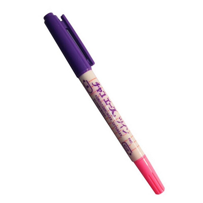 2 stks/partij Water Uitwisbare Paars & Roze Dubbele Kant Stof Markering Pen AA7220