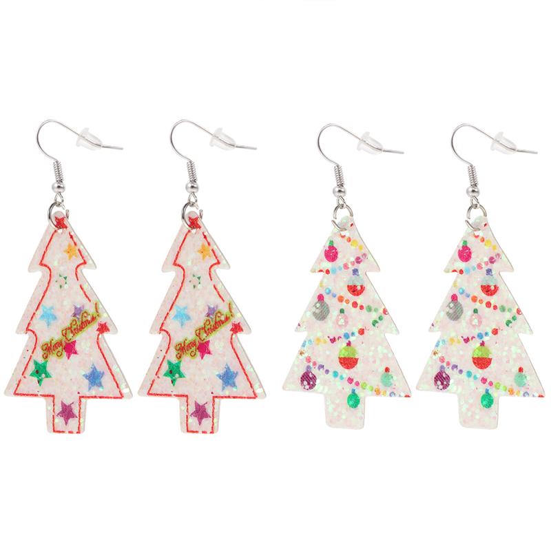 2 Pairs Kerst Thema Vrouw Oorbel Modieuze Legering Kerstboom Oorbellen Cartoon Bell Kerstman Stud Oorbellen: Style 13