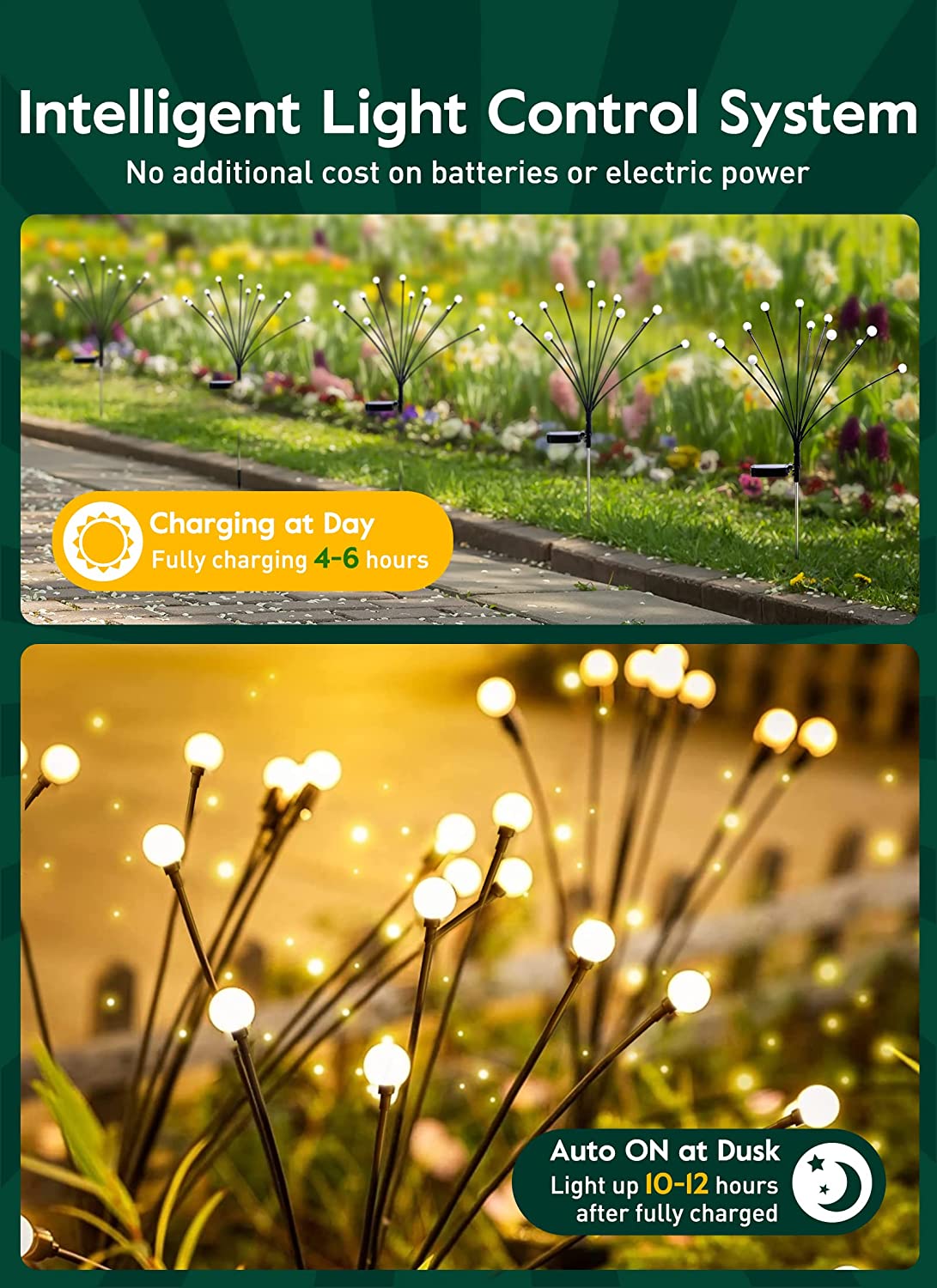 8LED-tuinverlichting op zonne-energie Aangedreven Firefly-verlichting Buiten waterdichte levendige tuinverlichting voor patio-paddecoratie, warm