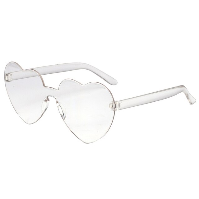 Gafas de sol con forma de corazón de amor para mujer, montura sin montura, tinte transparente, lentes coloridas, rojo, rosa, amarillo, tonos de viaje: Gris