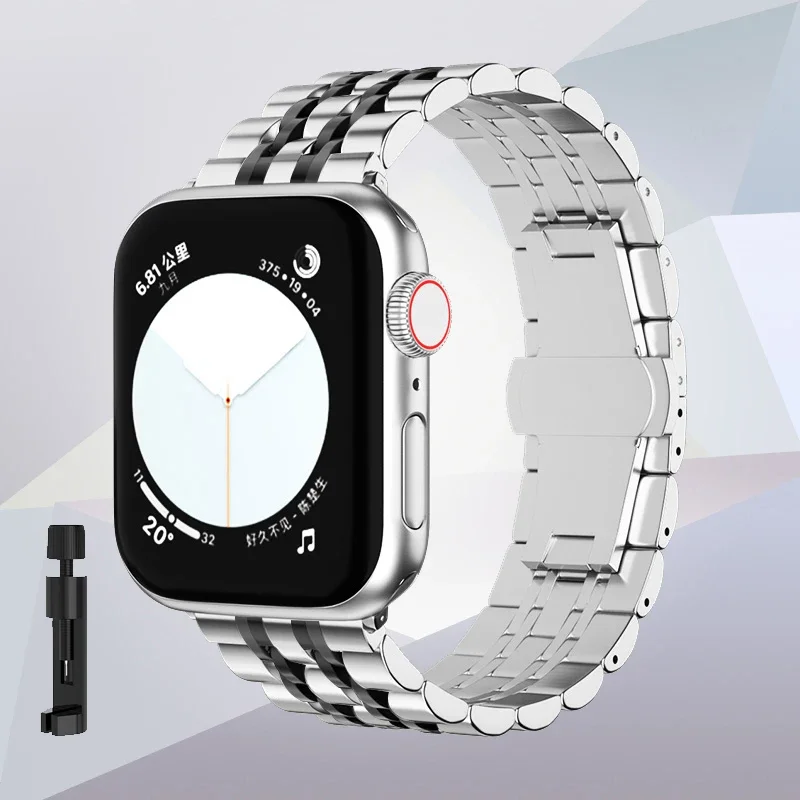 Metal Compatible Strap for Apple Watch Band 49mm 44mm 45mm 41mm 40mm Stainless Steel Bracelet iWatch Series 9 8 7 6 5 Ultra 2 SE