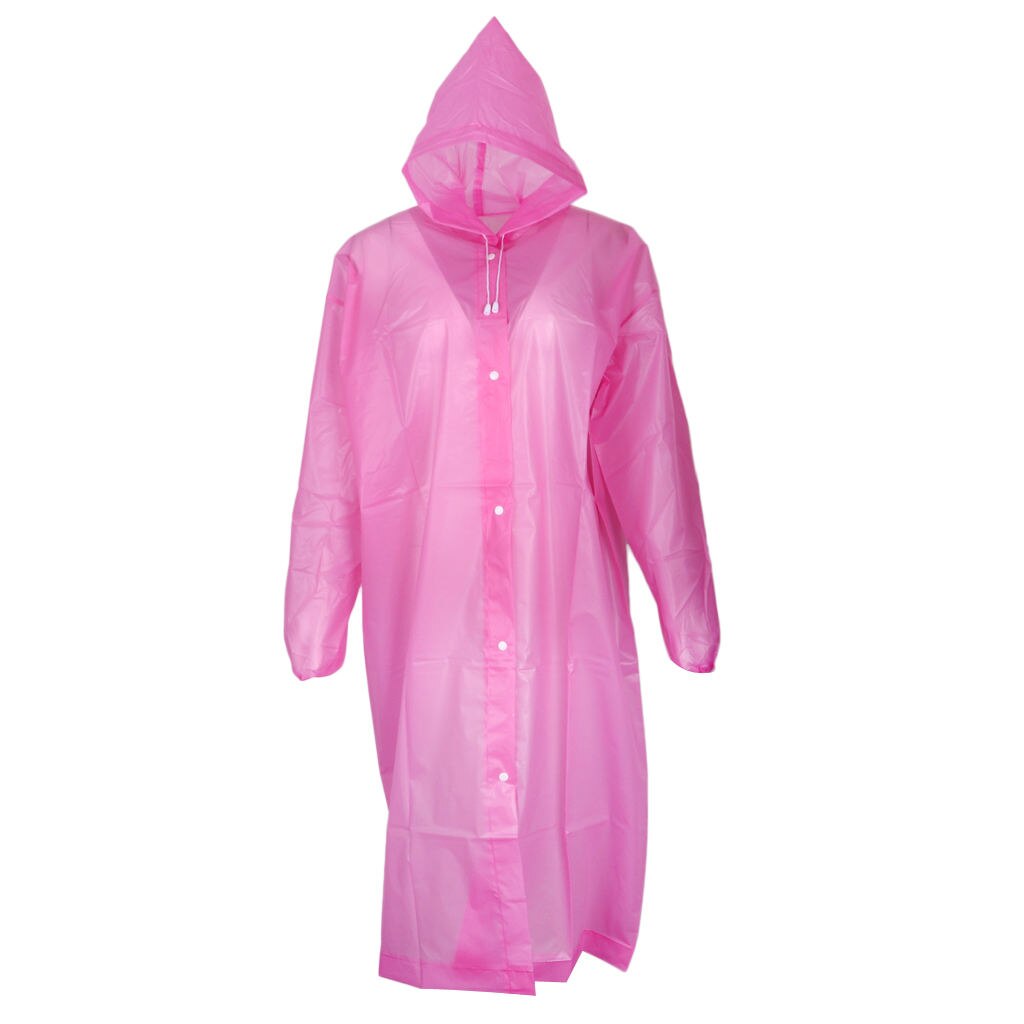 Reusable Adult Raincoat Outdoor Camping Rain Poncho with Hoods and Sleeves: pink