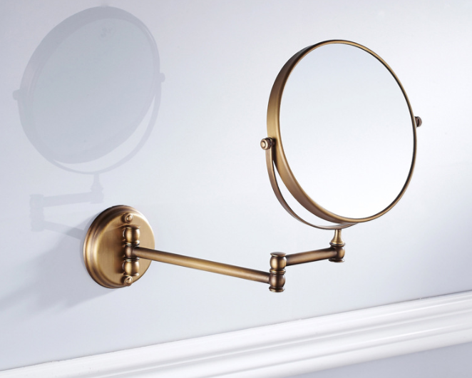 Retro Bathroom 8 Inch Folding Makeup Mirror Flip Telescopic Mirror Personality Wall Hanging Bathroom Mirror: colour2