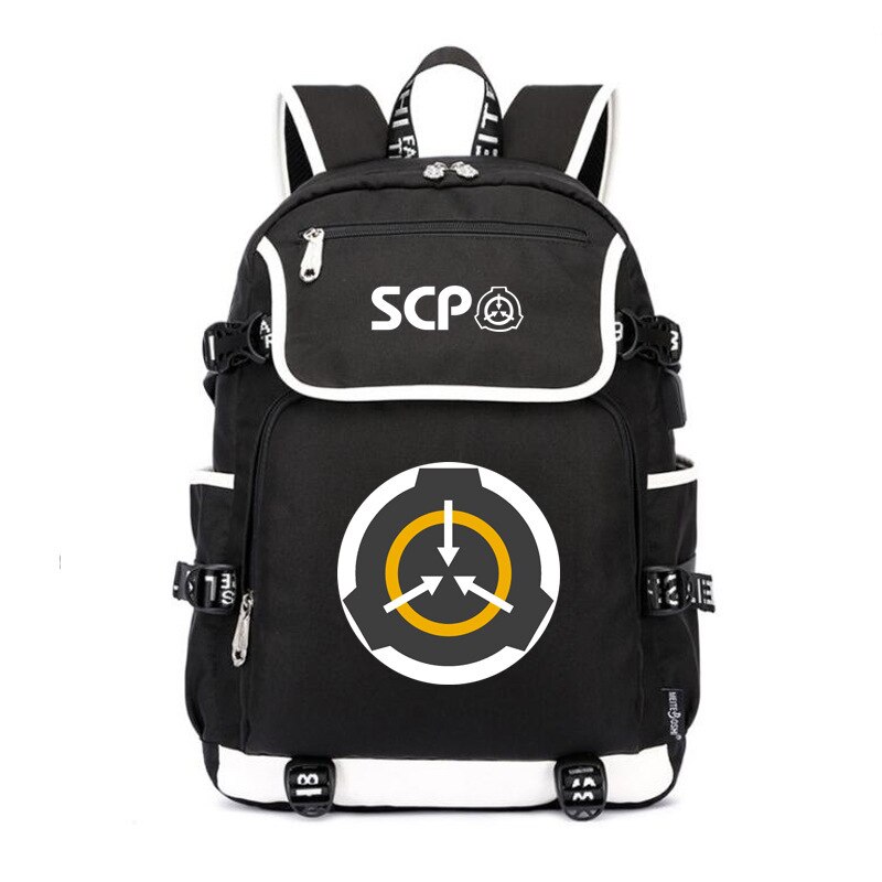 Special Containment Procedures Foundation SCP Backpack Unisex Laptop Shoulder Bags Teens Kids Travel Bags School Bag Bookbag: 2 Black