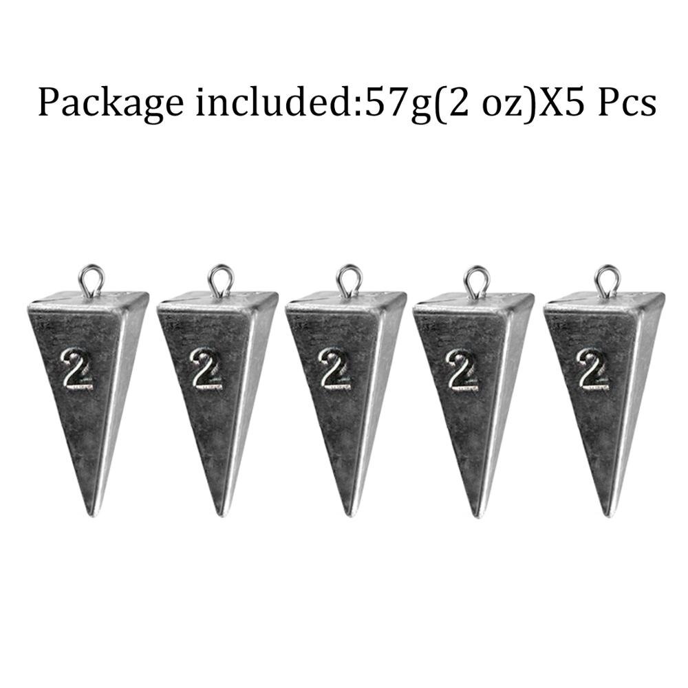 5Pcs Piramide Sinker Gewichten 1Oz 2Oz 3Oz 4Oz Vissen Lood Sinker Gewichten Voor Zoutwater Zoetwater visgerei Accessoires: 5pcs 2oz