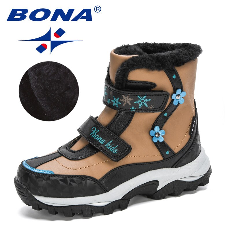 BONA – bottes de neige en peluche pour enfants, chaussures d'extérieur durables, antidérapantes, à mi-mollet, pour filles et garçons, collection hiver