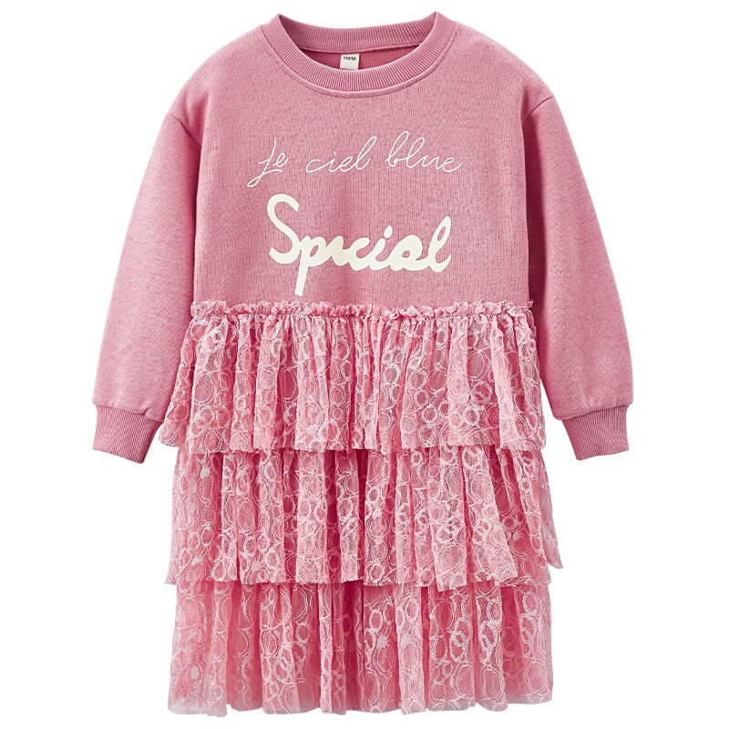 Girl Clothing Long Pink Sweatshirts Dresses for Girls Spring Fall Casual Long Sleeve Layered Clothes for Girls Age 8 12Y