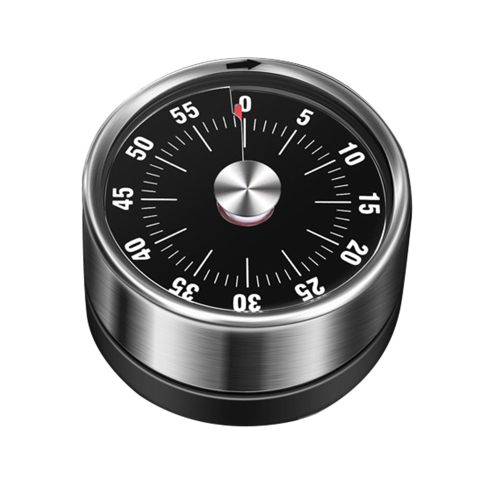 Stainless Steel Visual Timer Round Mechanical Timer 60-Minutes Cooking Timer With Loud Alarm Magnetic Clock Timer Kitchen Gadget: Black