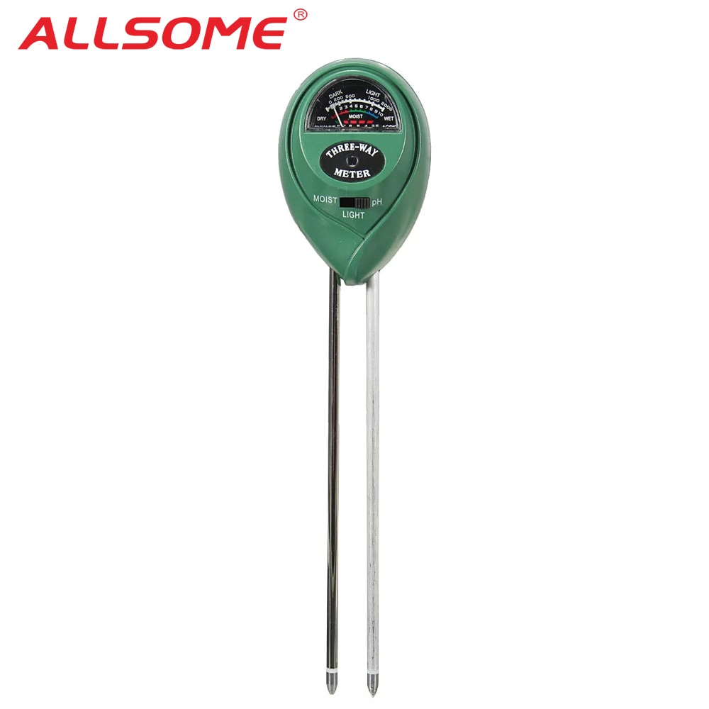 ALLSOME 3 in1 Tuin Plant Bloemen Bodem PH Tester Moisture Lichtmeter Testtools HT1406 +