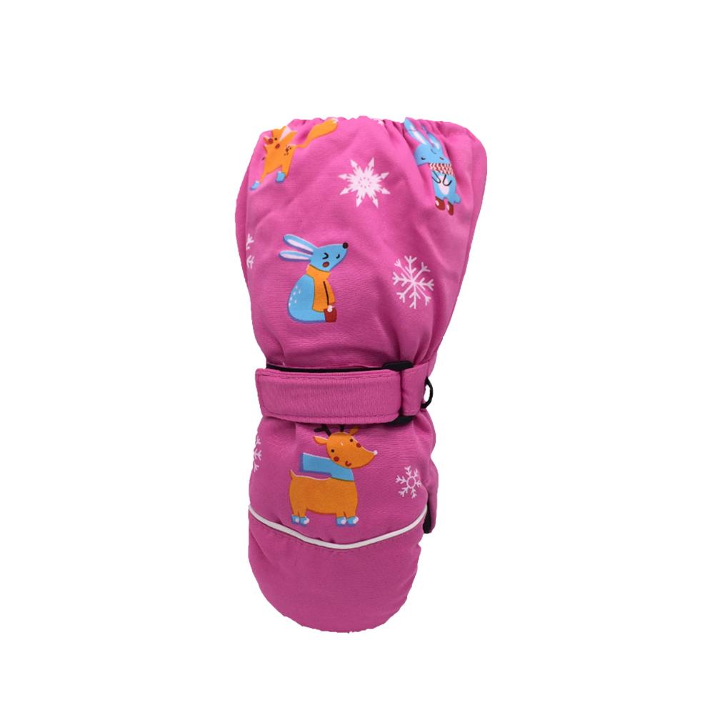 Children Ski Gloves Windproof And Waterproof Three-layer Warm Gloves Winter Essential Warm Gloves Cute Elk: Red