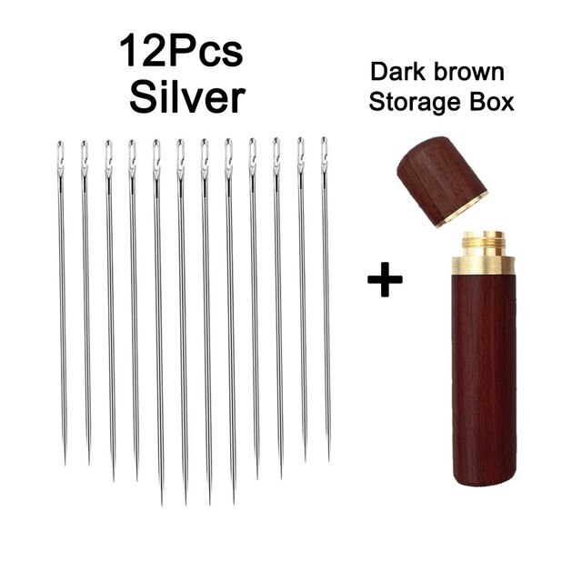 12/24 Pcs Blind Needle Elderly Needle-side Hole Hand Household Sewing Stainless Steel Sewing Needless Threading Apparel Sewing: 12 PCS Silver Set 2
