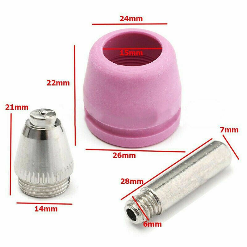 26pcs WSD60 Plasma Cutter Air Plasma Cutting Machine Poilt Arc Nozzles Tips Electrodes Torch Consumables Cups Rings