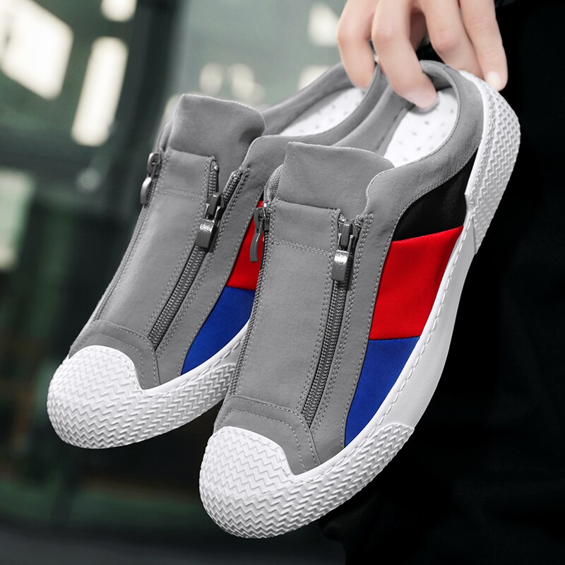 Men Colorful Canvas Shoes Outdoor Breathable Light High Footwear Cloth Casual Sneakers Half slippers