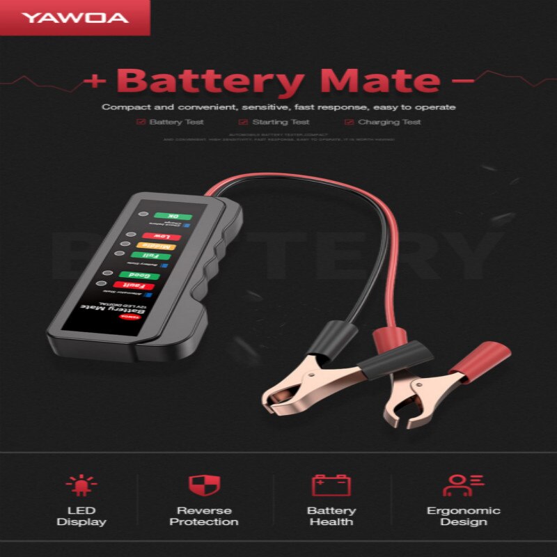 6 LED Mini 12V Car Battery Tester Digital Alternator Tester Lights Display Car Diagnostic Tool Auto Battery Tester Car Tools