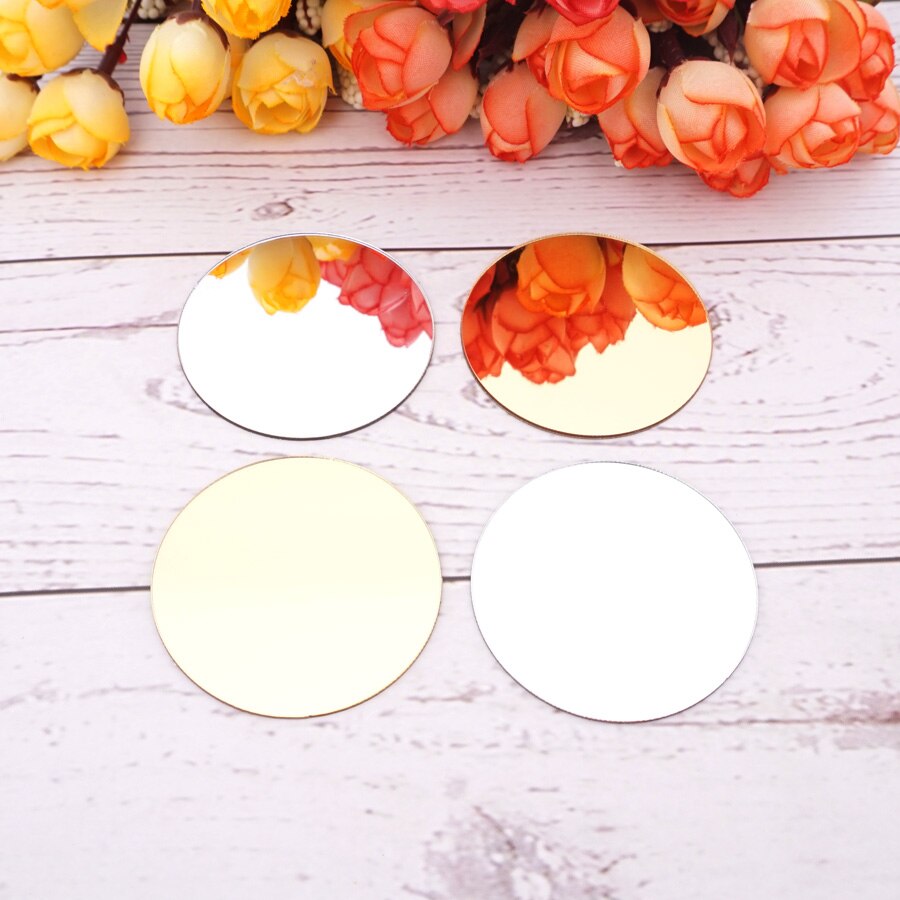 50 Pieces Diameter Round Mirror Sticker Acrylic Mirrors Home Decor DIY Kid&#39;s Room Accessory Party Supplies Children