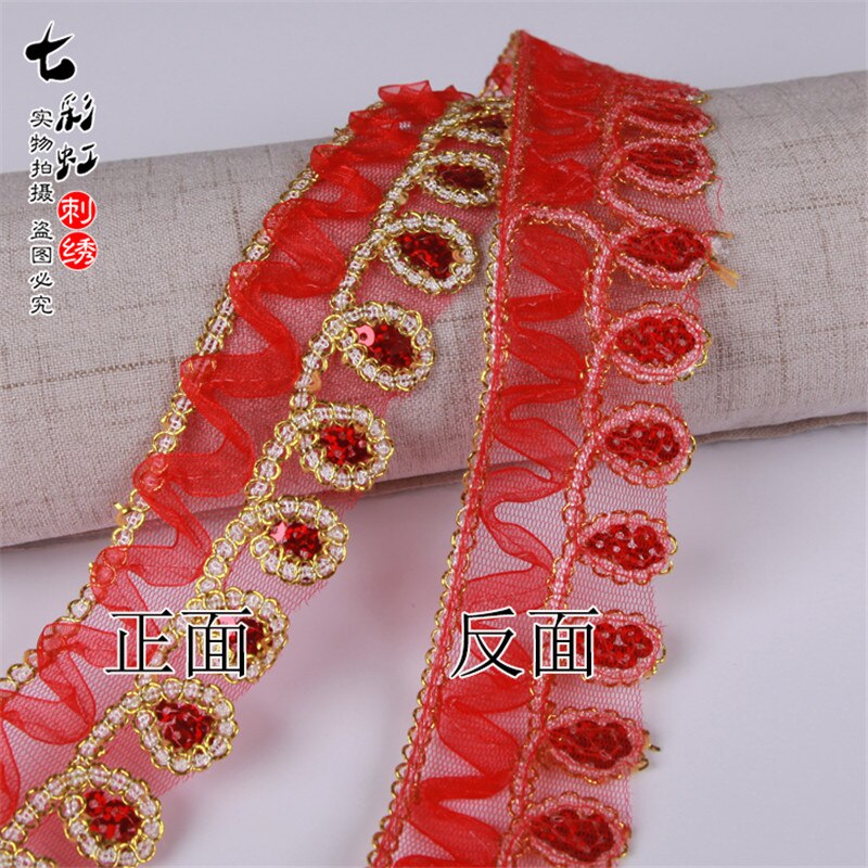 9m National dance lace accessories performance trims costume wave rope embroidered skirt hem dress leader mouth decorative lace: No1