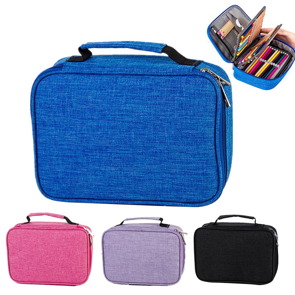 Large Capacity 72 Holes Zipper Pencil Case Zipper Closure Pen Bag Polyester Stationery Storage Pencil case School Office Supply