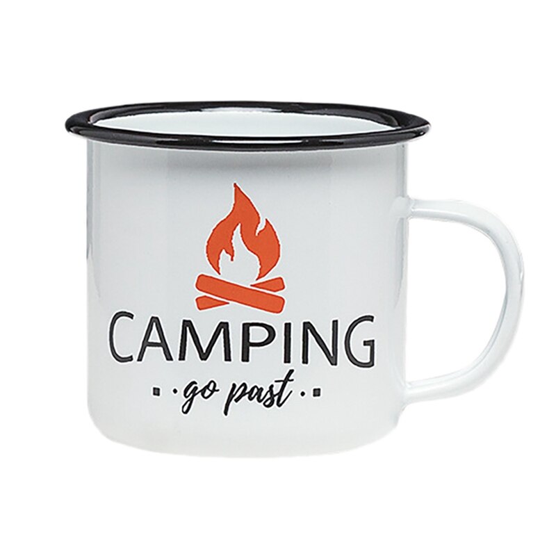 Emaille Camping Becher Paar einstellen Drucken Kreative Kaffee Tee Wasser Tassen Für Reisen Camping Wandern Wandern: Weiß