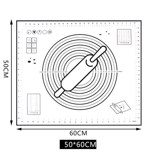 Multifunction Baking Mat Scale Food Grade Silicone Baking Tray Pad Fondant Pad High temperature resistance Placemat Dish: 60x50cm