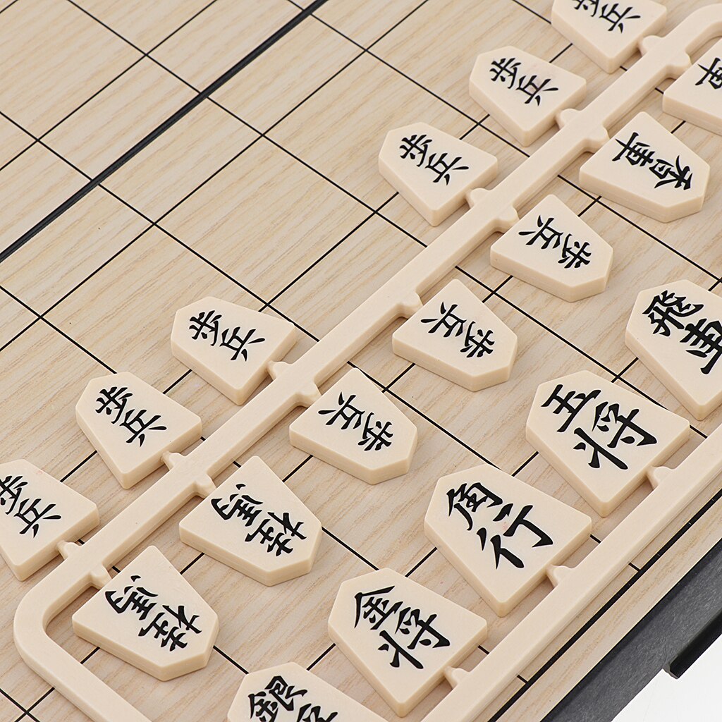 Shogi Japanese Chess Game Set Plastic Folding Board and Chess Pieces