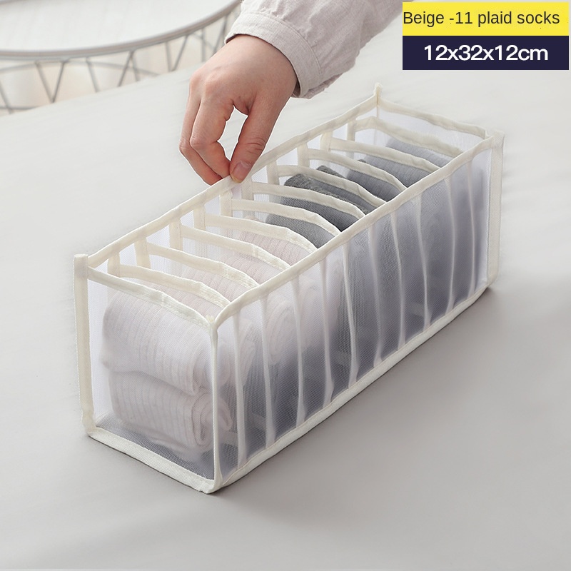 Unterwäsche Organizer Kleidung Schränke Kasten Wandschrank Zimmer Organisatoren Faltbare Schublade Heimat Organisation Unterwäsche Socken Lagerung Boxs: Beige 11 Netz