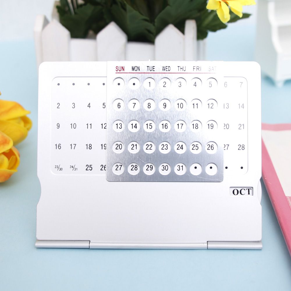 Eeuwigdurende Kalender Mini Aluminium Stand Verstelbare Tafel Kalender DIY School Office Desktop Planner