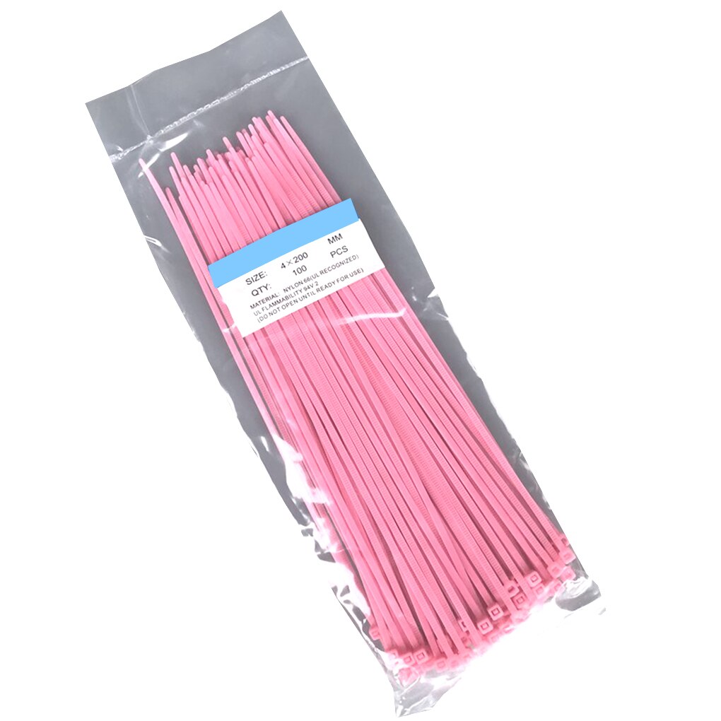 100 stk. 200mm selvlåsende nylon kabelbindere plast lynlås wire bindende wrap stropper værktøj 8 farver: No5