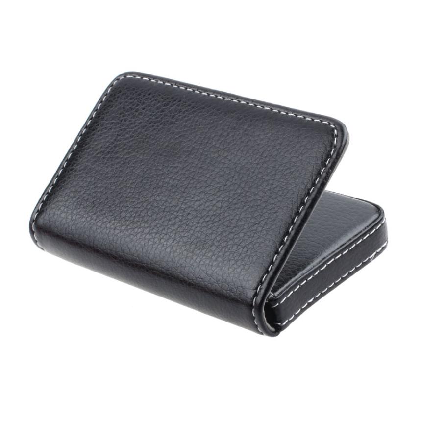 Xiniu Pocket Leather Card Case Exquisite Magnetic Attractive Name Card Case Business Card Box Holder porte carte #0: Black